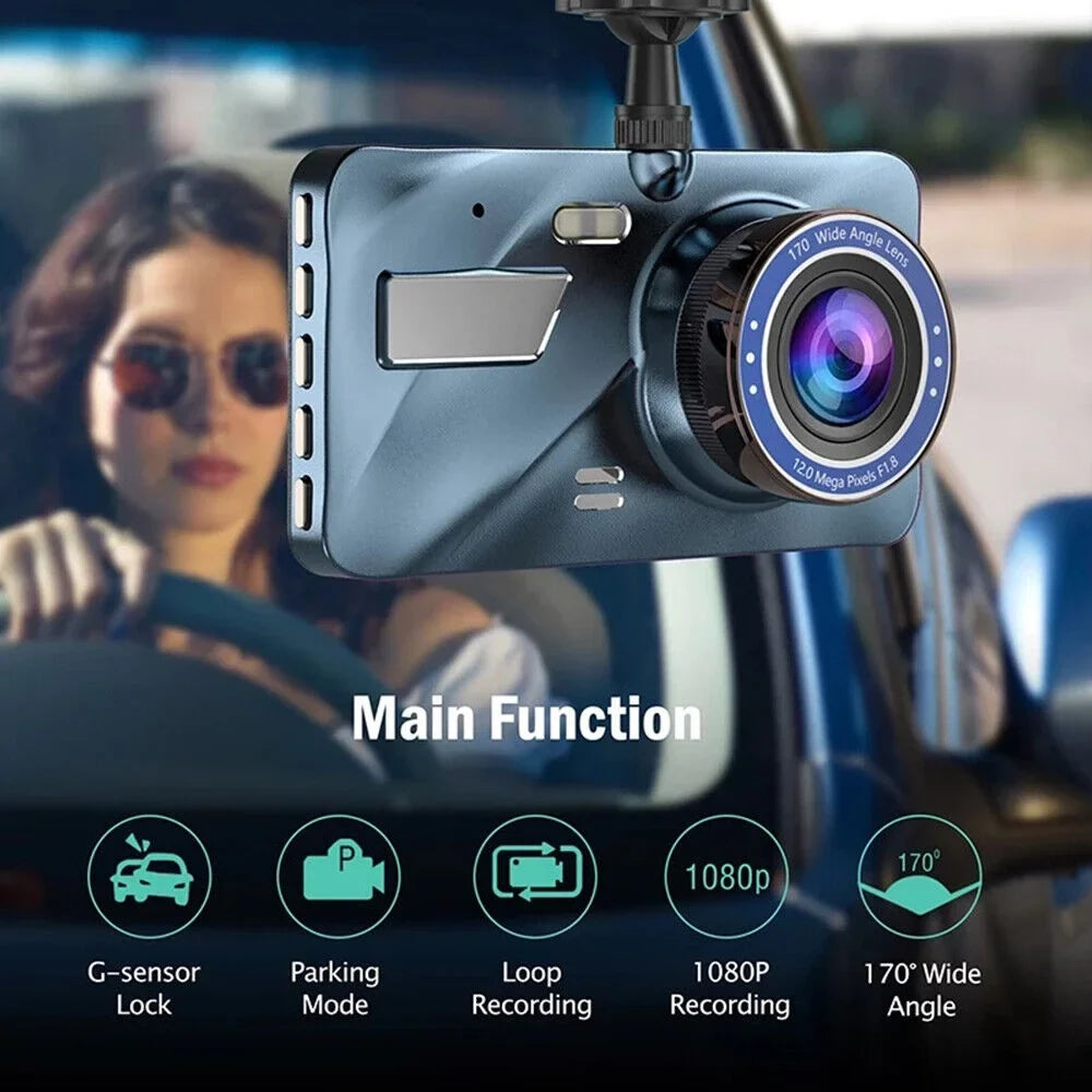 Lens Front Onemayship DVR Camera HD Car Cam Recorder 1080P Night Vision Dash 4" & Rear Dual