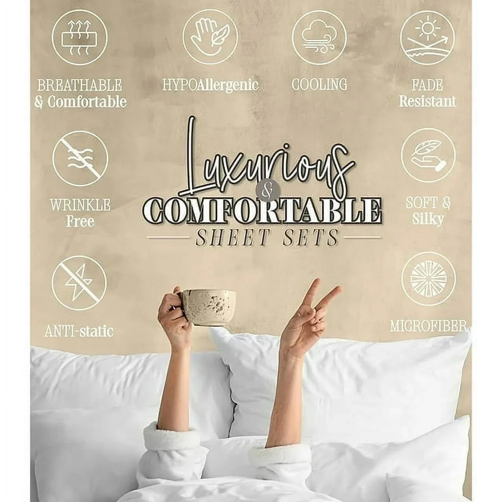 Resistant,Queen Wrinkle Red Egyptian Fade Pocket, Bedding grade Deep & Collection 1500 Series