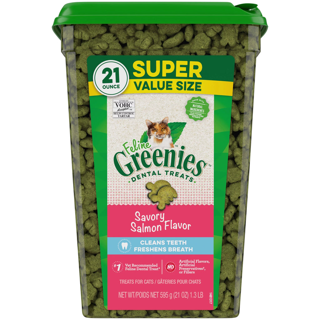 21 oz. Salmon Tub Flavor, Cat Dental Treats, Natural Savory Feline Greenies