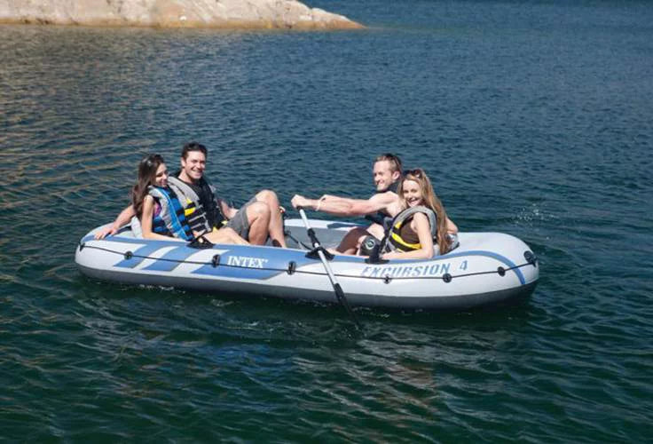 Person 2 4 and Rafting with Boat Fishing Set (Refurbished) Inflatable Excursion Intex Oars