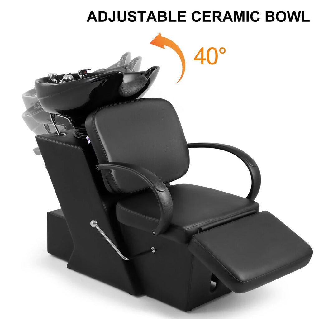 Adjustable Ceramic Beauty Hand Shampoo Tattoo Artist Bowl, Chair Backwash Footrest Salon and Black Spa Sink Bowl with