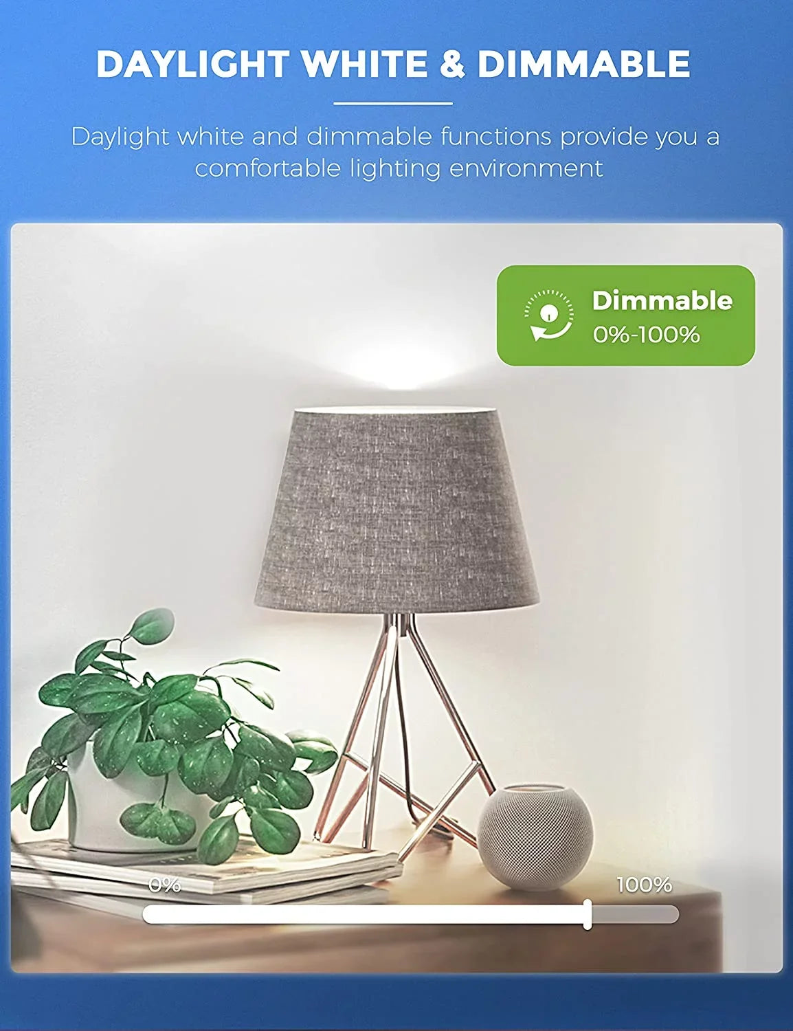 LED 5000K, Dimmable, 9W 60W, A19 Smart Home Bulb Pack Daylight Bulb YANSUN Work with Alexa, Siri,WiFi 850LM,4 Light &