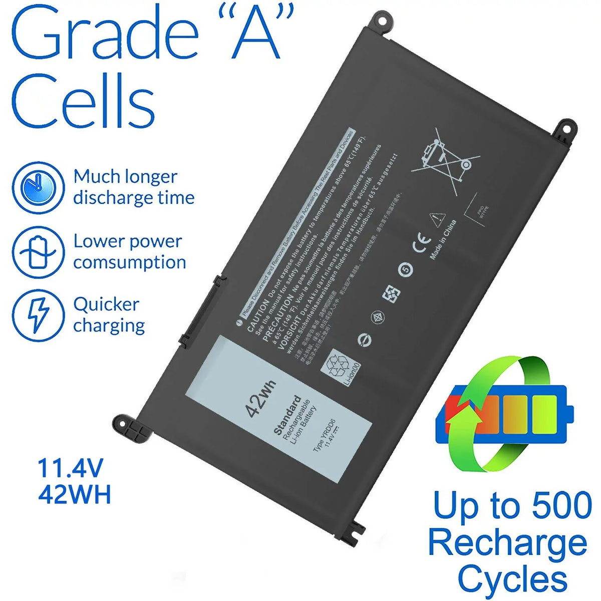 Type Yrdd6 Battery For Dell Inspiron 14 5000 2-In-1 5480 5482 Series Vm732 Fast
