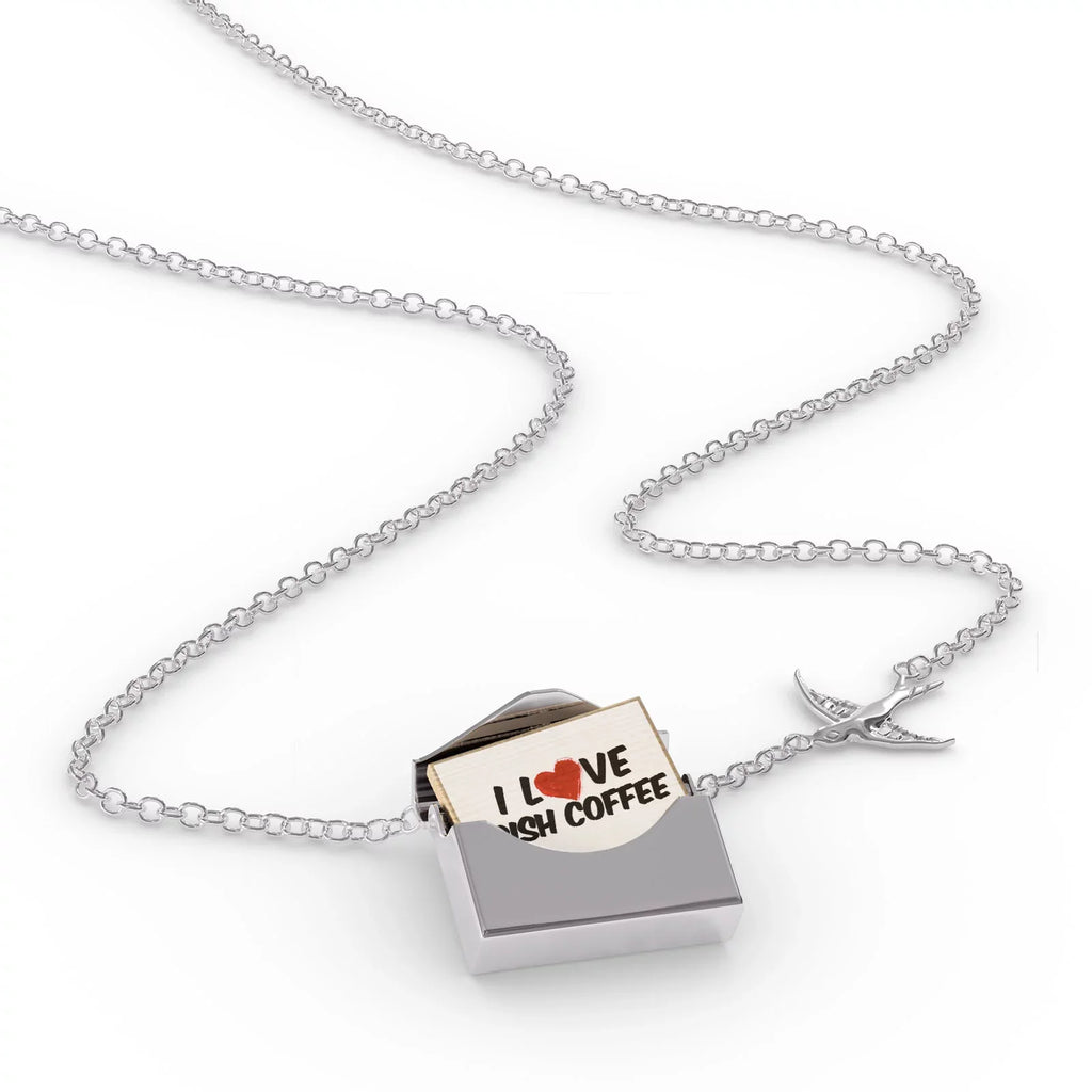 silver Coffee in a Neonblond Necklace Irish Love Locket Cocktail I Envelope