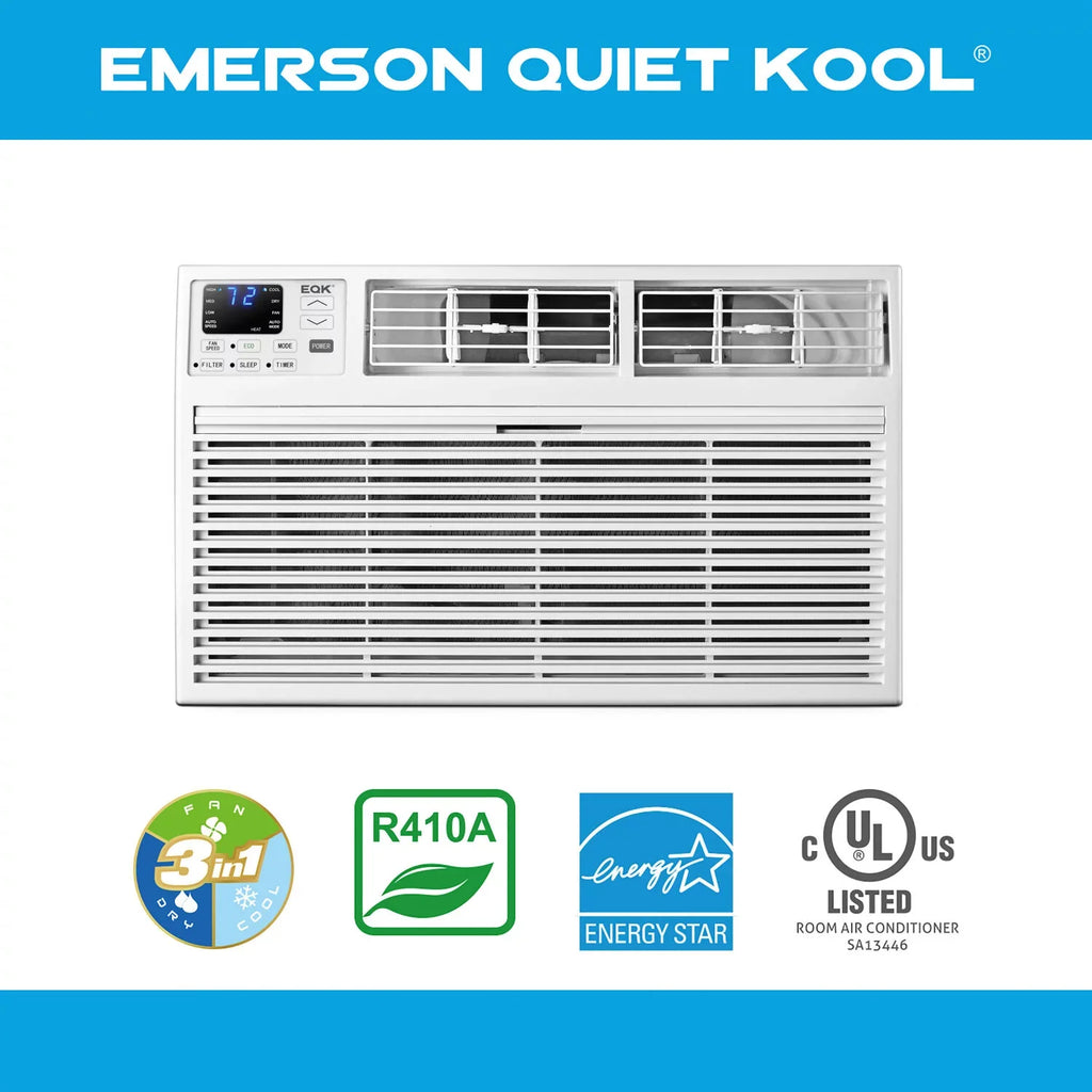 Emerson Quiet Kool 8,000 Btu 115-Volt Through-The-Wall Air Conditioner With Remote, White