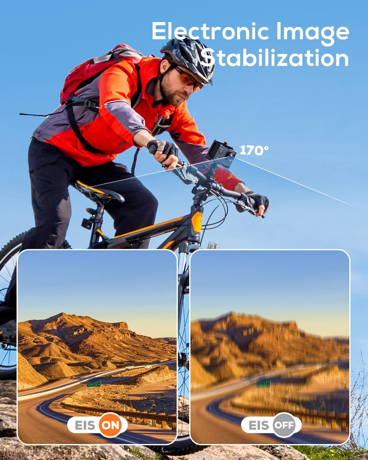 Stabilization 4K Camera Action WiFi Camera 20MP Cam Action Video Waterproof 170� Camera 40M EIS Underwater WOLFANG