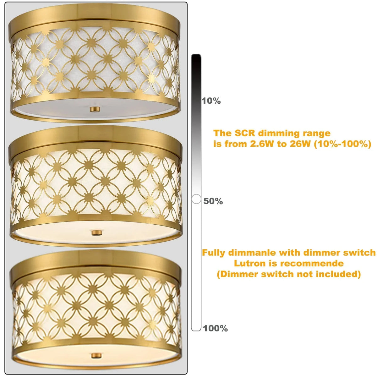 Modern Fabric with Ceiling Light Fixtures Drum Brushed Shade Gold White