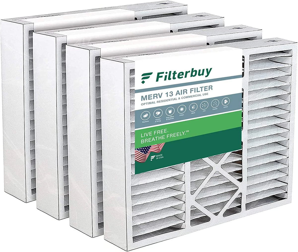 & 19x20x5 13 MERV and AC Furnace Air Pleated Day HVAC Bryant/Carrier Filterbuy (4-Pack) Filters for Night, FILXXFNC0021, Payne