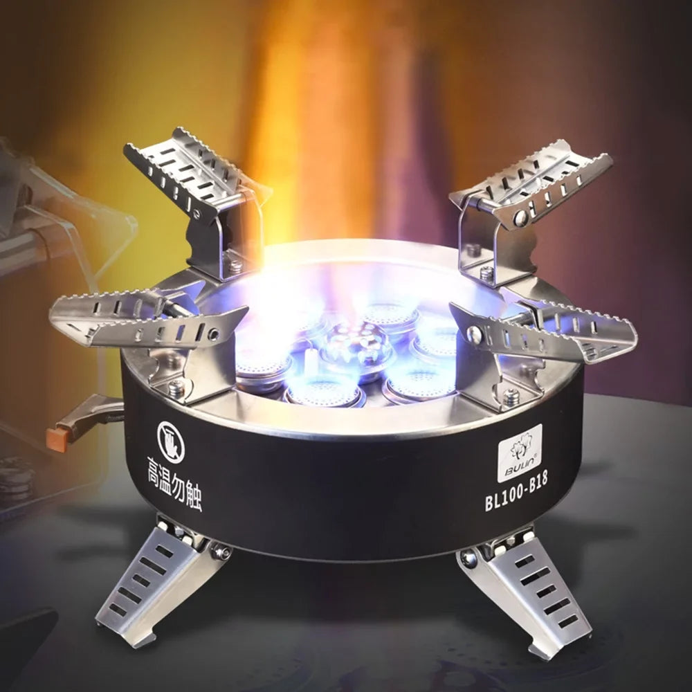 18000W Seven High Hiking Stove, Stove, Fishing Camping Backpacking Windproof Gas core Traveling Collapsible Stove, Dcenta