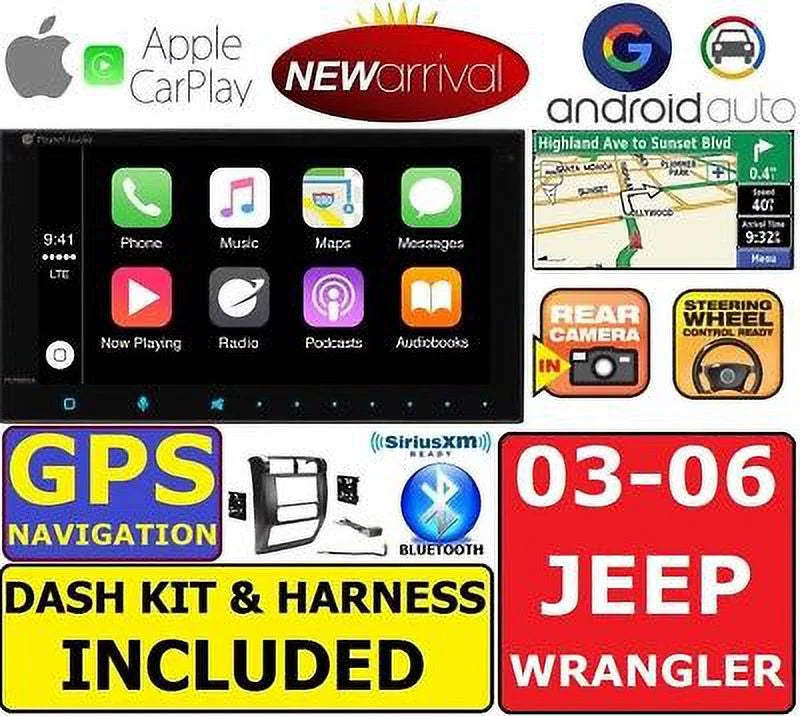 WRANGLER AUTO CARPLAY JEEP SYSTEM GPS 03-06 STEREO NAVIGATION TJ ANDROID