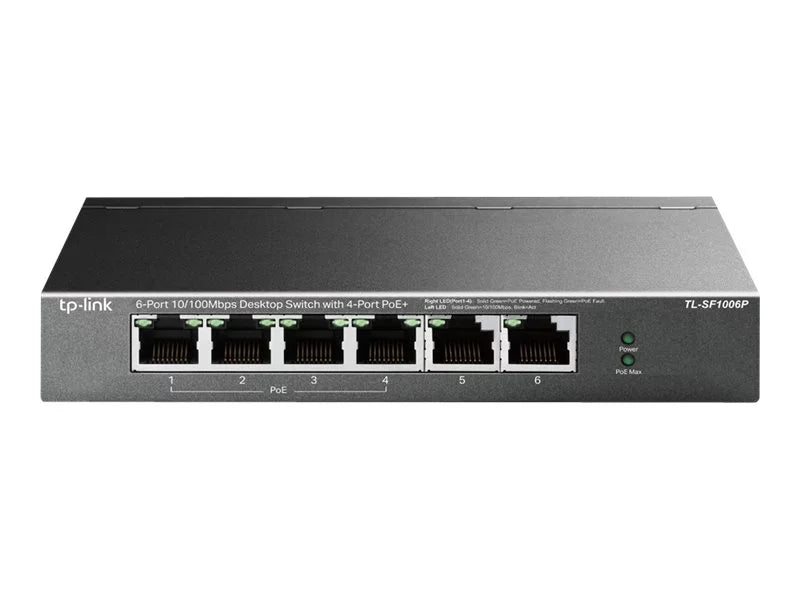 | Plug TP-Link 6 | Play Mode PoE+ 67W & Protection Sturdy Priority Limited Mode Ethernet 4 Port Switch Ports w/Shielded Metal | 10/100Mbps (TL-SF1006P) @ | Ports Fast Lifetime PoE | Extend |