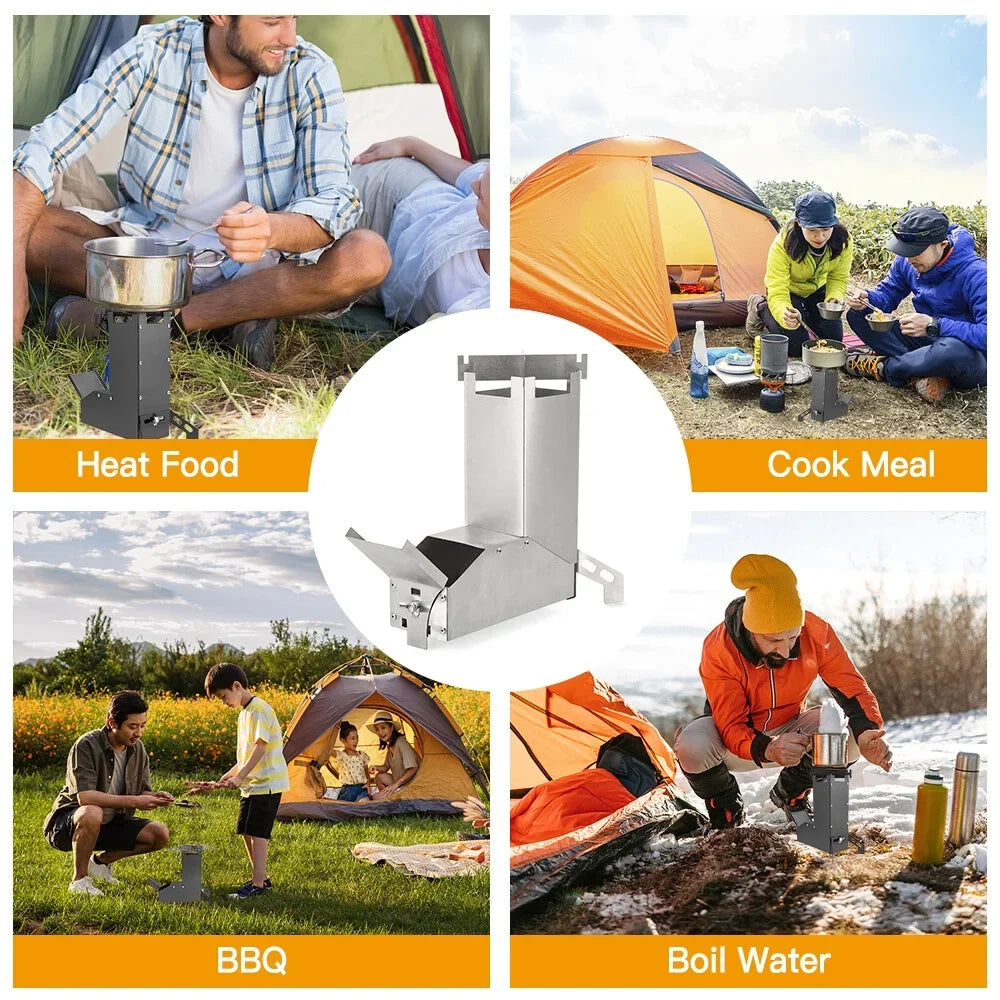 Stove With Bbq Wood Handle Steel Wood Stove TentCollapsible Wood Wood Stainless Stove furnace,Tent Camp Stove HuntersTent Lixada Stove Stove Stove Stainless Steel Picnic