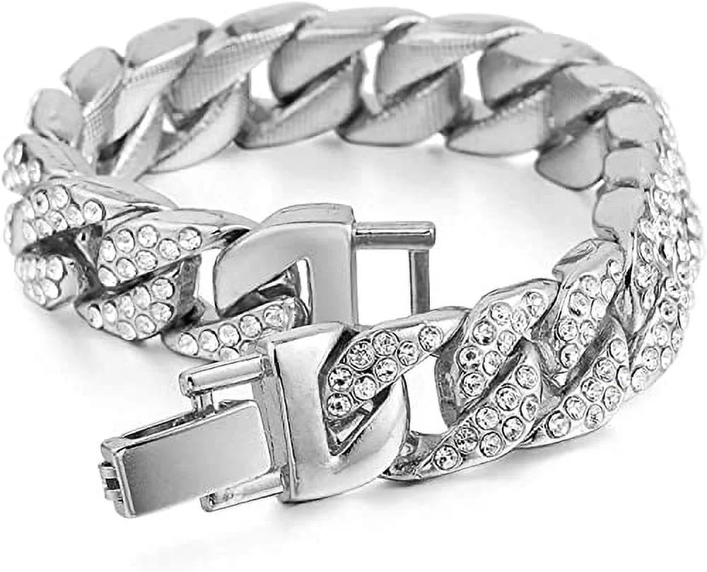 Watch ST10311 Kite Hip w/Cuban (8, Bling Chain Ring Out SLV) - ASIN: & B0CHF5CL34 SB It's GJM13 Hop Bracelet, Earrings Set Lit! Bling-ed Jewerly &