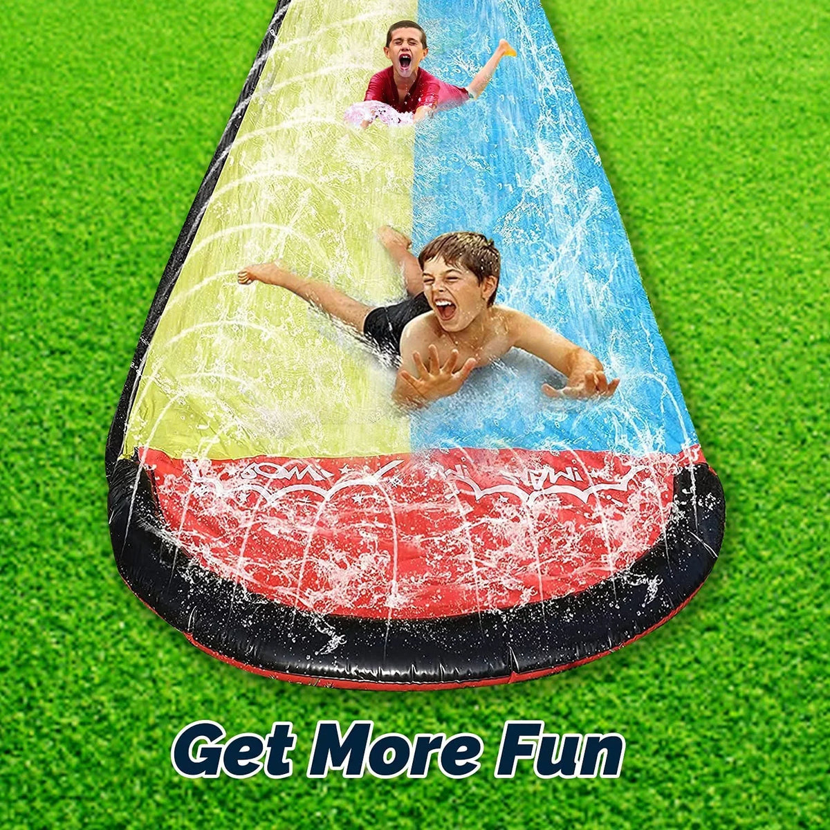 Children liquid 15.5ft Game Double Backyard Race Slides for Sprinkler Sancty