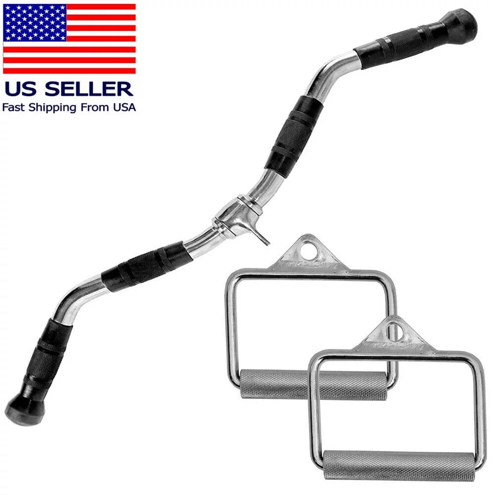 Home MANIAC Attachments: Cable D FITNESS Metal Tricep Bar Handle 30 Inch Pair Gym COMBO