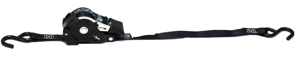Auto Retract No-Ratcheting Ratchet Straps | 1" X 12' Retractable Ratchet Straps With Coated S Hook Tiedowns For Motorcycles, Atvs, Bikes: Tight & Secure Pickup Trailer Tie-Down - 8 Pack