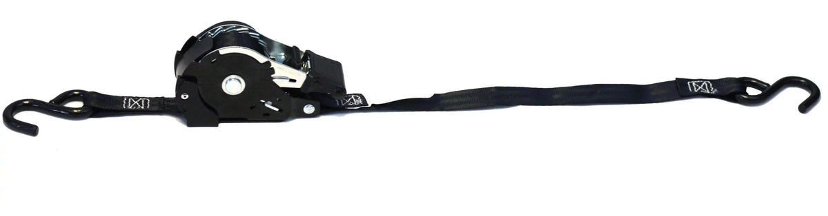Auto Retract No-Ratcheting Ratchet Straps | 1" X 12' Retractable Ratchet Straps With Coated S Hook Tiedowns For Motorcycles, Atvs, Bikes: Tight & Secure Pickup Trailer Tie-Down - 8 Pack