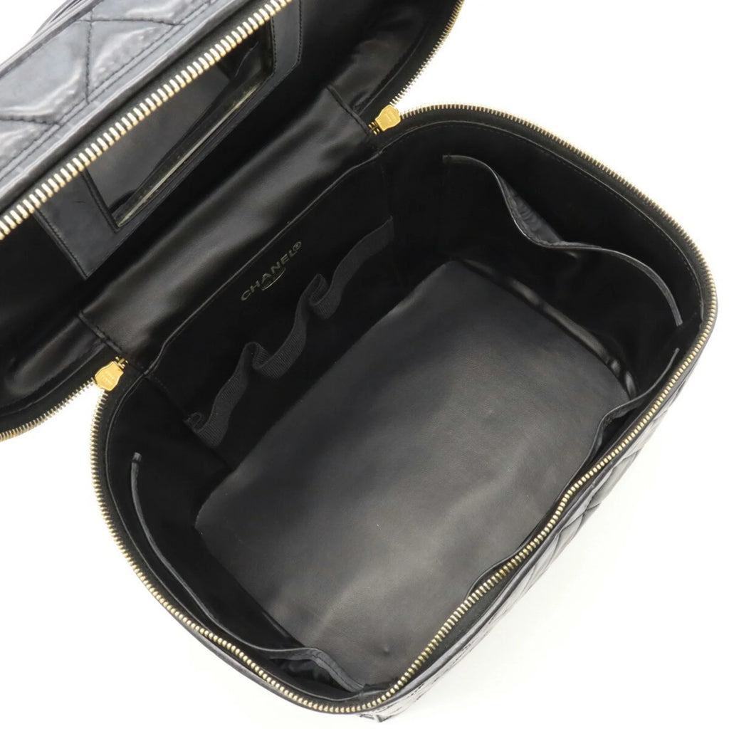 (Fair) Mark Matelasse Leather Shoulder Coco Bag Vanity Pre-Owned Handbag Black