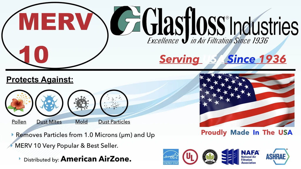 Pleated of In 10 Office HVAC - Filter - Air Glasfloss MERV Air Made - The 2" USA. Filter or 6) Home 10x30x2 - Furnace - or Air (Pack - AC Filter