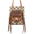 Kb Ohlay Kb367 Tote Hand Tooled Upcycled Wool Upcycled Canvas Genuine Leather Women Bag Western Handbag Purse