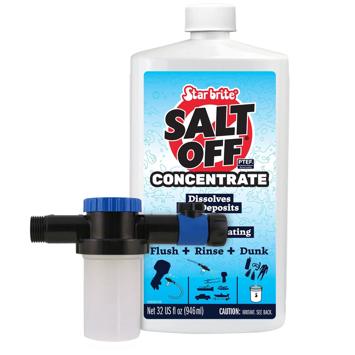 Star Brite Salt Off Concentrate Kit - Ultimate Boat Salt Remover & Marine Engine Flush - 32 Oz. With Applicator - Perfect For Outboard Motor Flush & Washing Salt Deposits Away (094000)