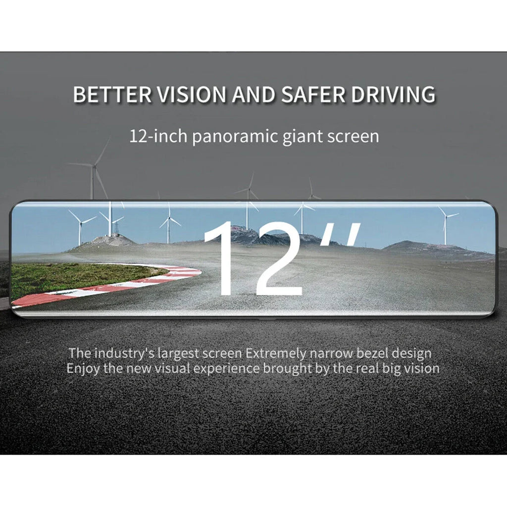 Screen Front 170° Waterproof Parking Rear Dash View Cam Full Car Camera Touch Night Camera Backup HD Vision, and Monitor Large Starlight Backup 12" Angle, Camera 4K Wide Mirror