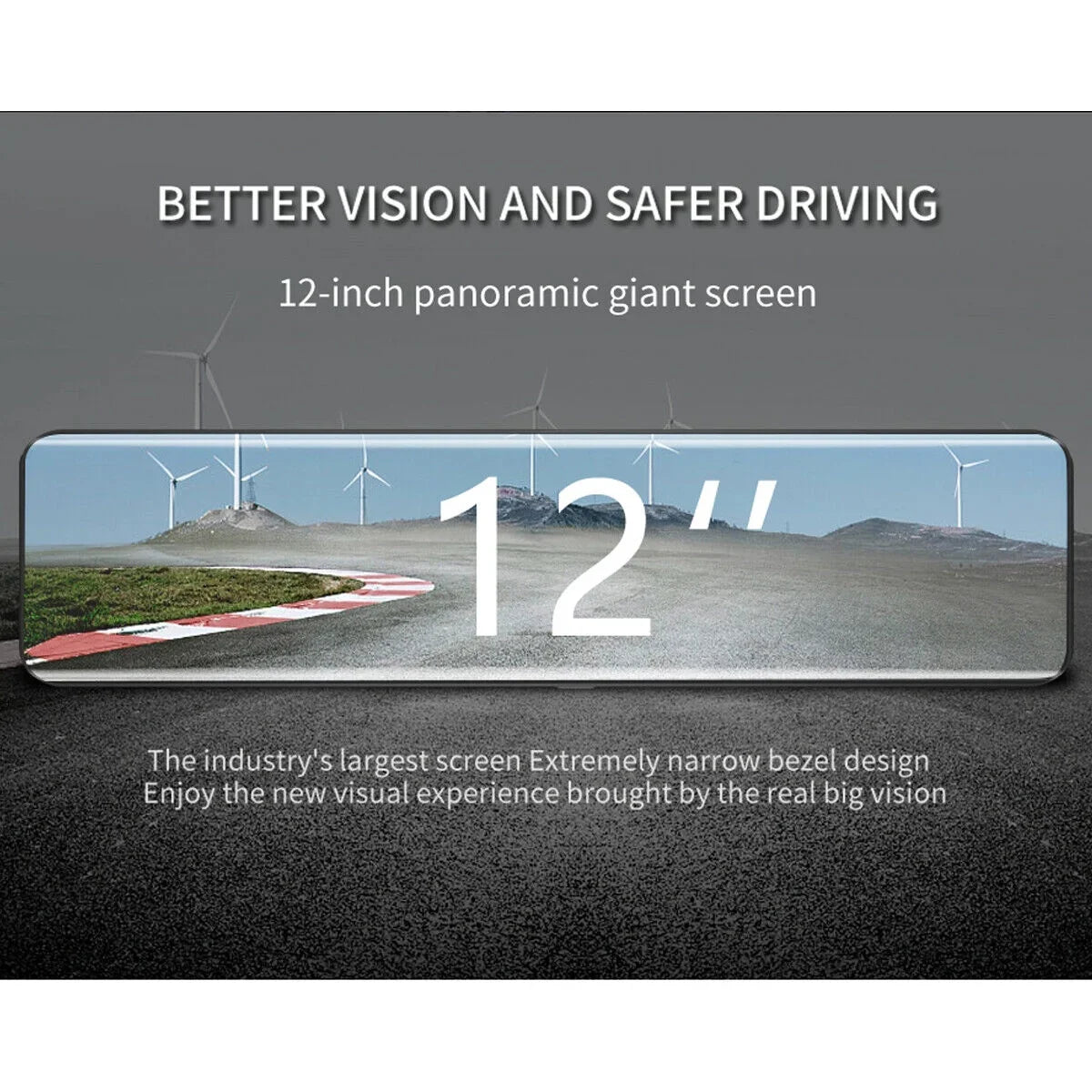 Screen Front 170° Waterproof Parking Rear Dash View Cam Full Car Camera Touch Night Camera Backup HD Vision, and Monitor Large Starlight Backup 12" Angle, Camera 4K Wide Mirror