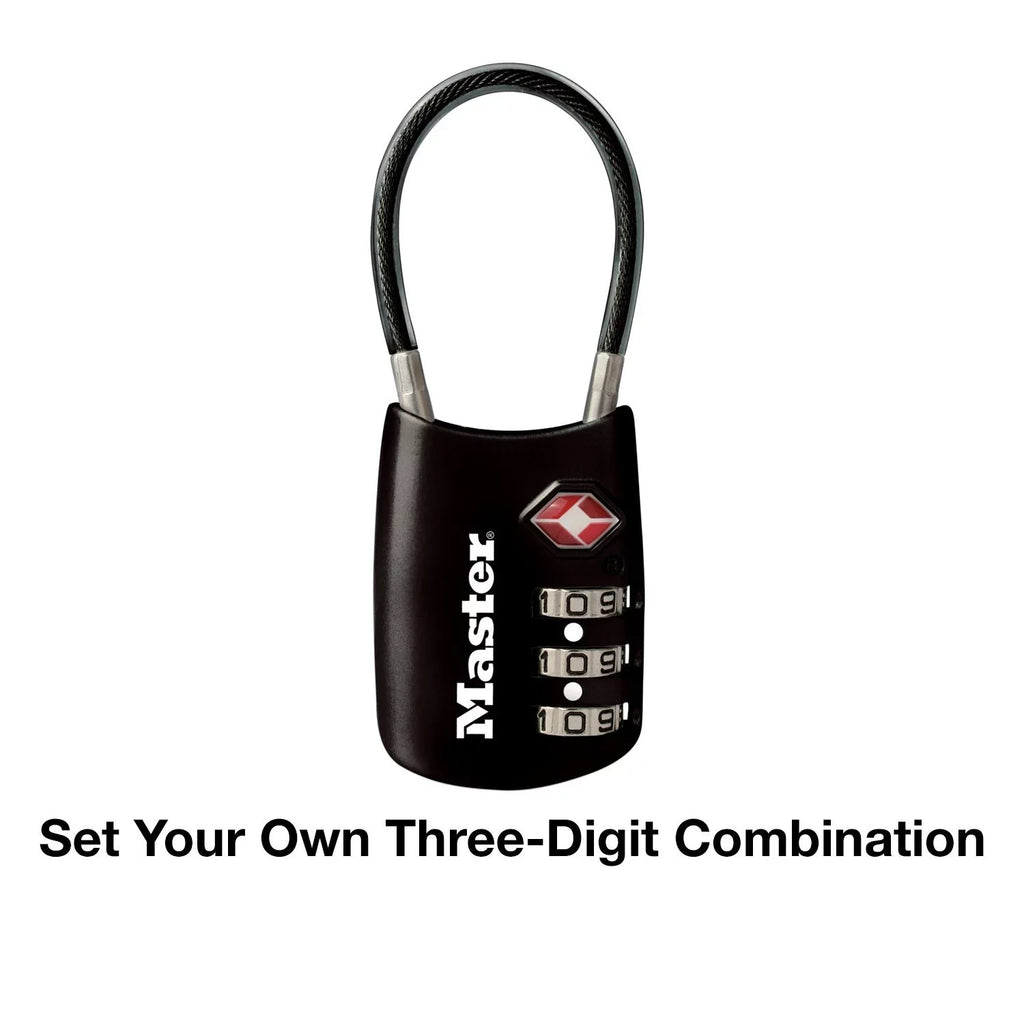1-3/16In (30Mm) Wide Set Your Own Combination Tsa-Accepted Luggage Lock With Flexible Shackle; Black