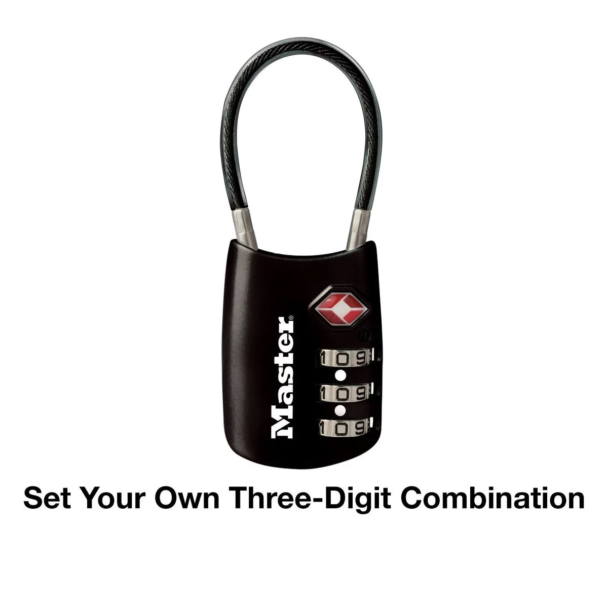 1-3/16In (30Mm) Wide Set Your Own Combination Tsa-Accepted Luggage Lock With Flexible Shackle; Black