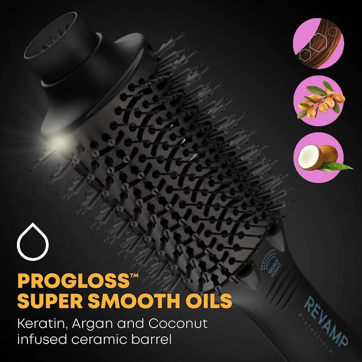 Perfect Progloss Infused Dry Volume Shine 9’ Revamp Air Brush Dry for Shine Progloss for Hair Blow Oils & Dryer Styler Auto-Off Styling – Frizz-Free Swivel Wet Barrel Ceramic or – Cord & – with Hot