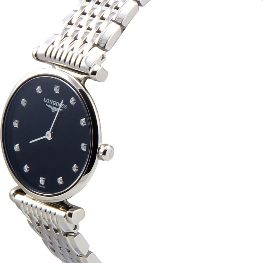 Dial Sapphire L42094586 Longines Watch Women's Bracelet Analog 24mm S. Quartz Black Case Steel &