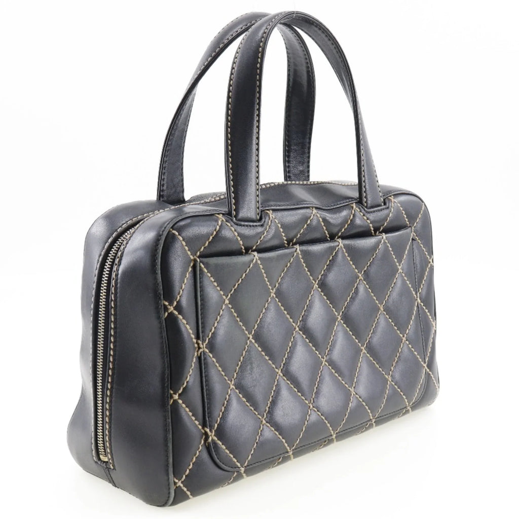 Wild (Fair) Mini Stitch Black Calf Handbag Ladies Pre-Owned A14692 Boston