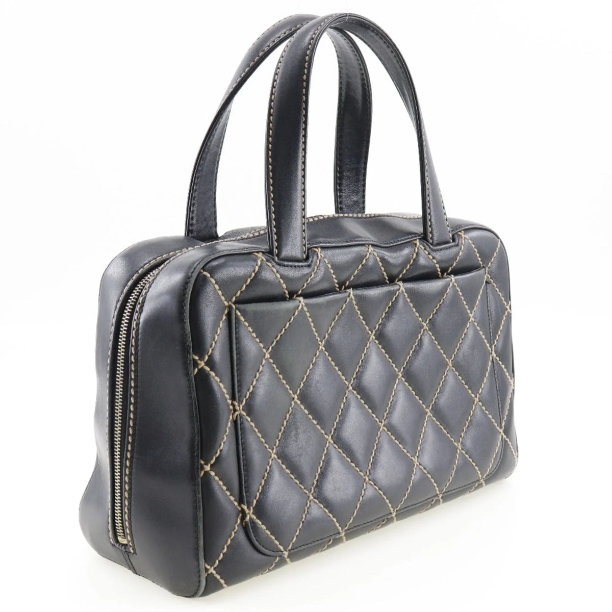 Wild (Fair) Mini Stitch Black Calf Handbag Ladies Pre-Owned A14692 Boston