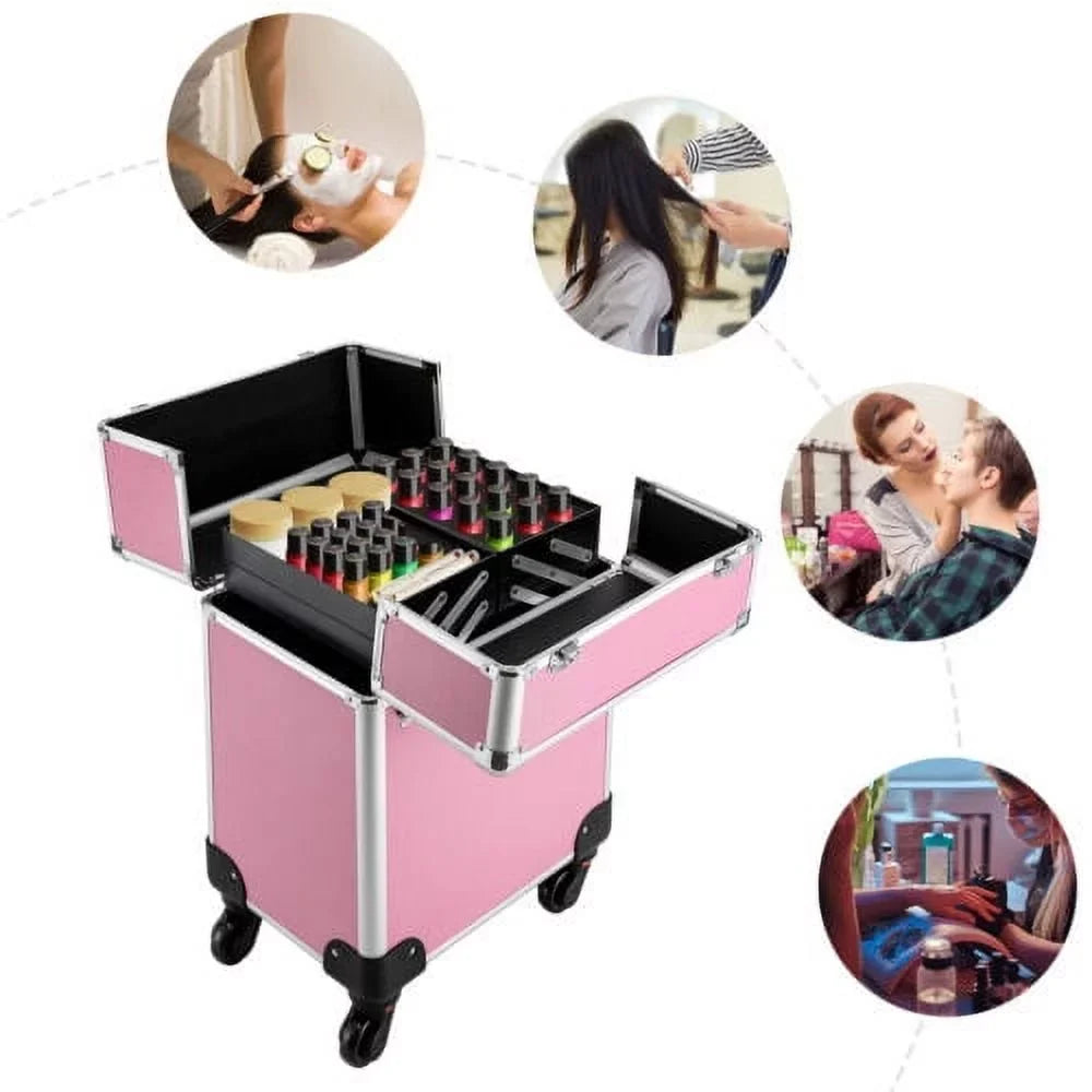 Case Trolley Extendable Train Box Space Makeup Storage Cosmetic Large Rolling