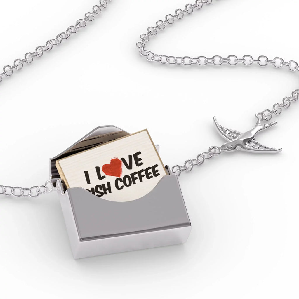 silver Coffee in a Neonblond Necklace Irish Love Locket Cocktail I Envelope