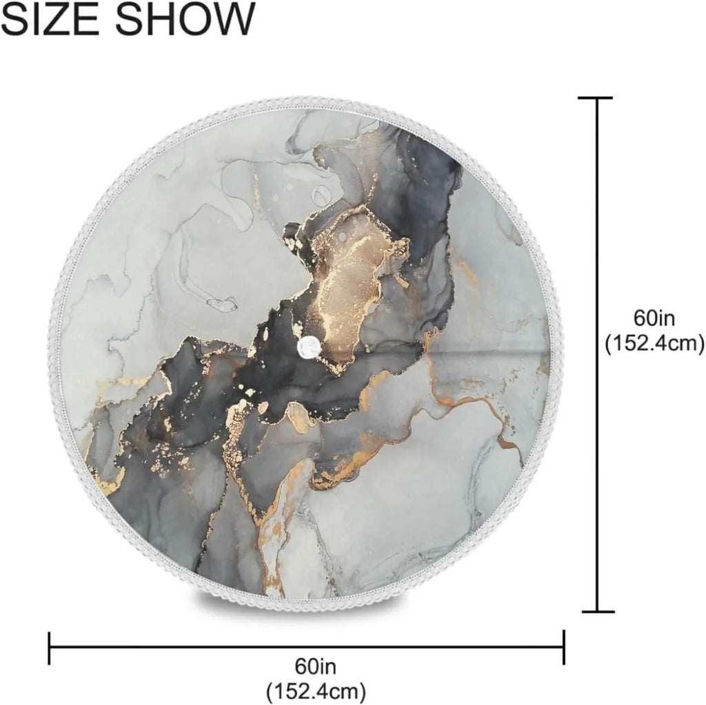Hyjoy Natural Luxury Abstract Fluid Art Painting Round Tablecloth 60In,Waterproof Round Table Cloths With Umbrella Hole And Zipper,Party Patio Table Covers For Outdoor Backyard /Bbq/Picnic