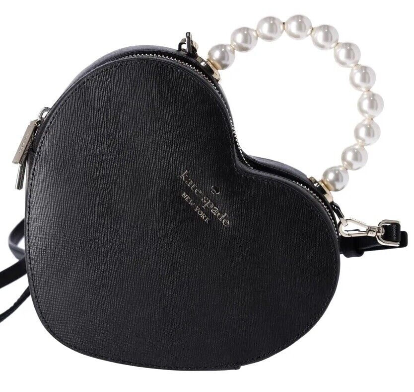 Pearl Crossbody Love Kate Leather Shack Purse Heart Spade Black KF516