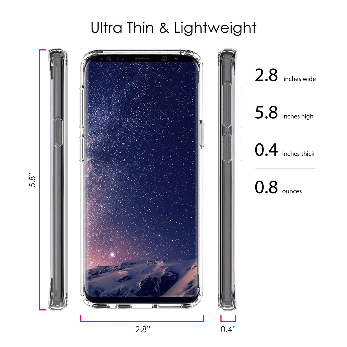 Pink TPU - Case Bumper Fear Hybrid - Faith Ribbon Glass S9 Clear Back Screen Galaxy Tempered Shockproof Screen) Protector for Cancer - Over DistinctInk Acrylic (5.8"