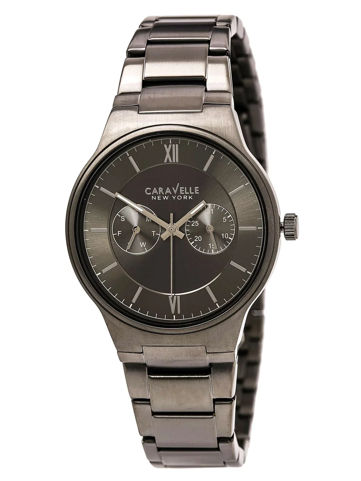 Caravelle 45A136 Men'S Dress Grey Dial Gunmetal Ip Stainless Steel Bracelet Watch