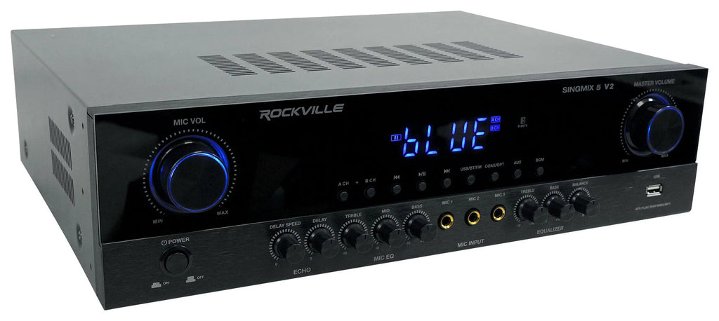 5 Receiver 8" Rockville Amp+(4) Speakers Ceiling Black SINGMIX Bluetooth Home