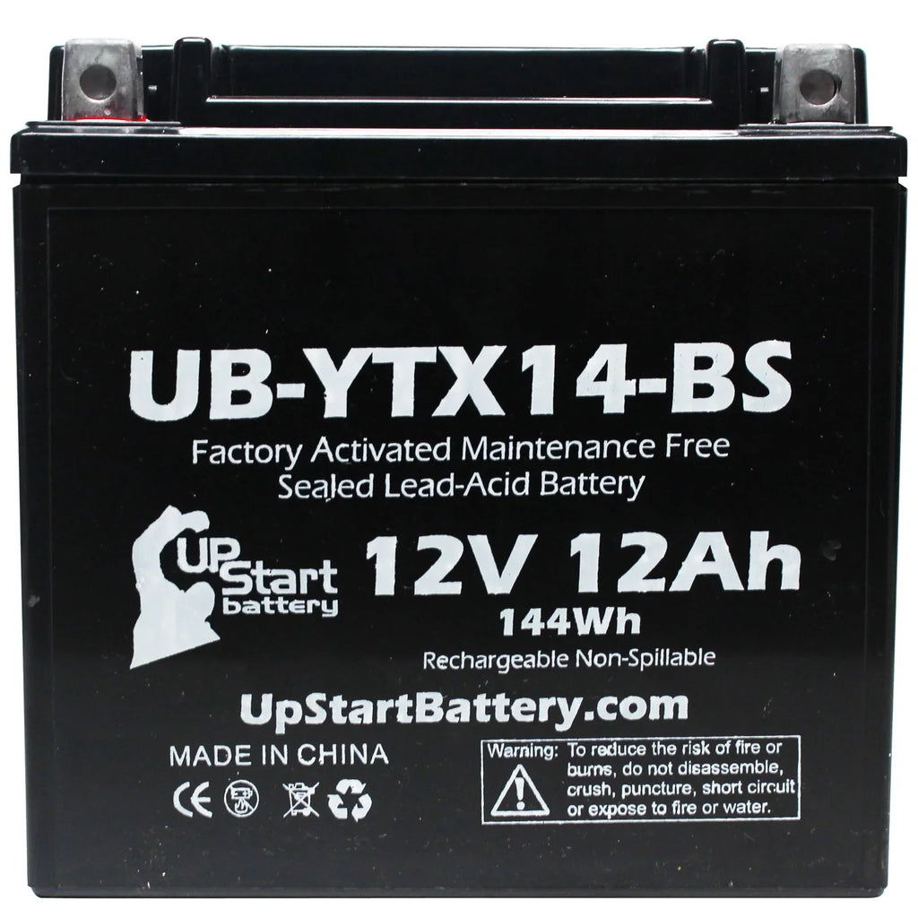 Replacement UB-YTX14-BS 1000 - Battery Yamaha Motorcycle 12V, YZF1000R Free, Activated, UpStart 12AH, Factory CC 1998 Battery Maintenance