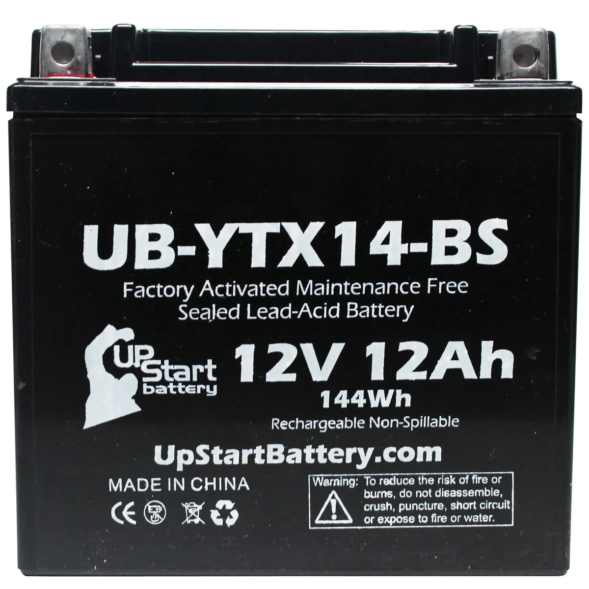 Replacement UB-YTX14-BS 1000 - Battery Yamaha Motorcycle 12V, YZF1000R Free, Activated, UpStart 12AH, Factory CC 1998 Battery Maintenance