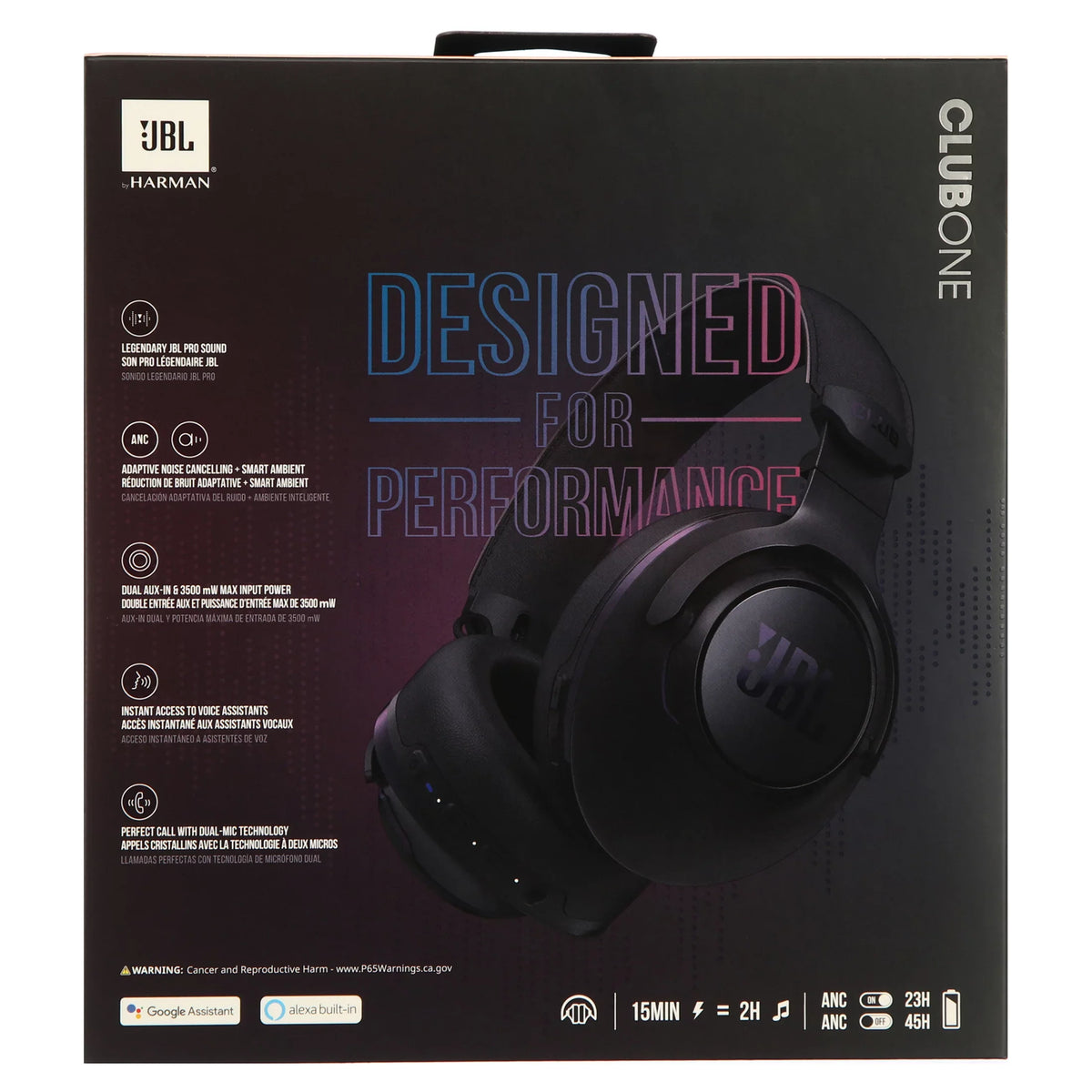 (Black) with Noise Headphones Club JBL Wireless ONE Cancelling Over-Ear