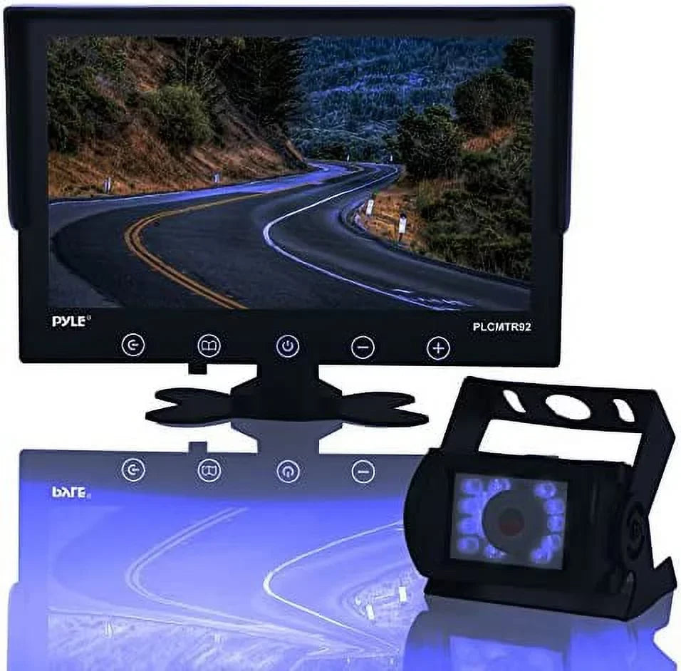W/ Car LCD Reverse Parking 12-24V 9" Pyle Kit Rearview Truck Camera Waterproof Monitor, Display