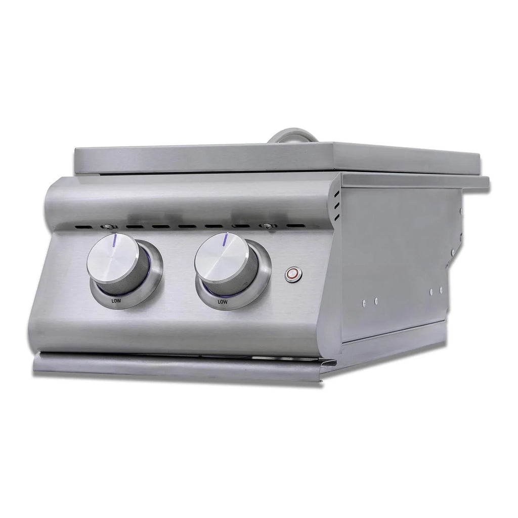 '- Burner Side BLZ-SB2-LTE3-NG Lid Blaze Natural Double Gas W/ Stainless Steel LTE+ Premium