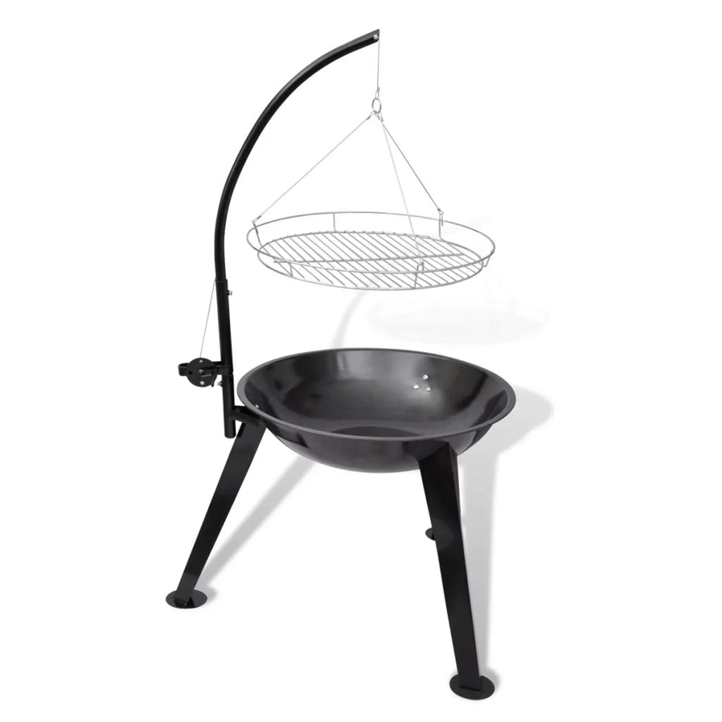 Stand Barbecue Garden, BBQ Dcenta (Diameter Hiking, Steel Party, x Cooking, Camping with Stand Smoking, x Picnic, Inches Hanging for H) 48.4 Patio Grilling, Grill Plate 28.3 Round Charcoal
