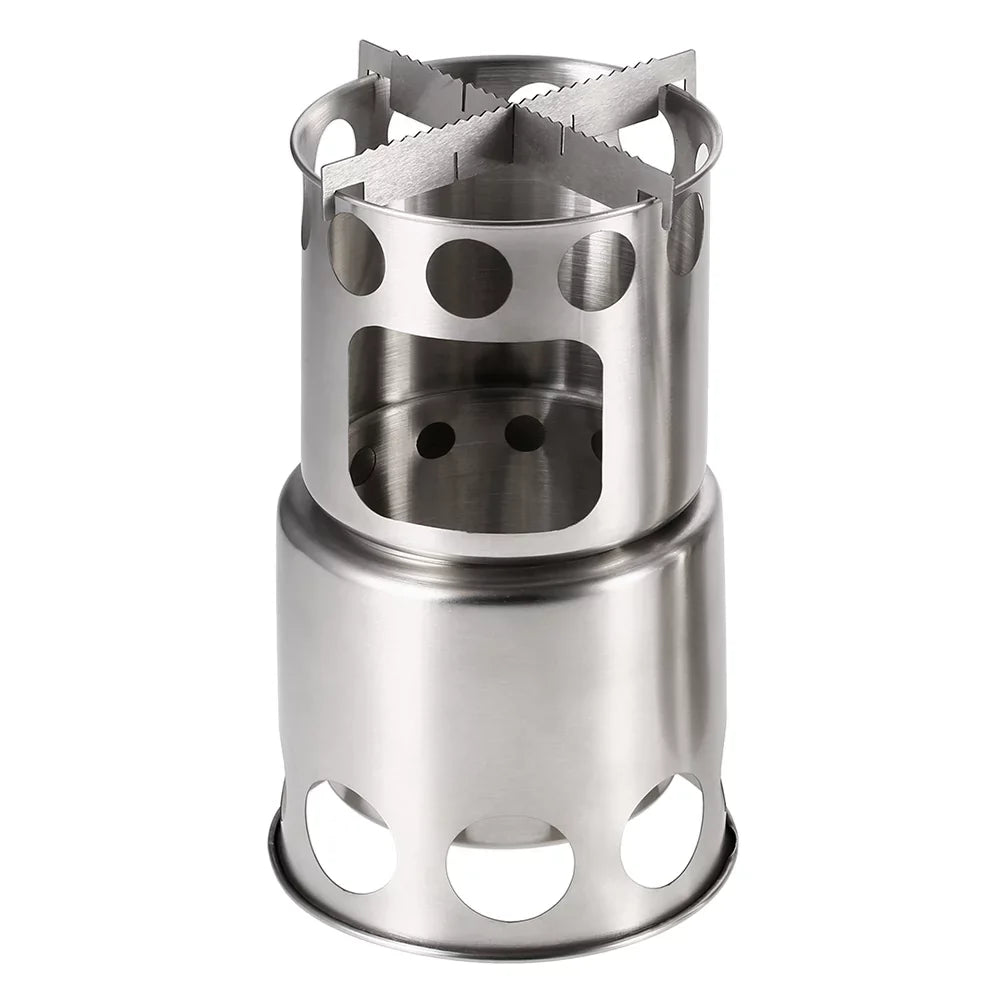 Stove Cooking Hiking Camping Set Wood Fishing Backpacking Stove and Pot Portable for Combo Arealer Burning
