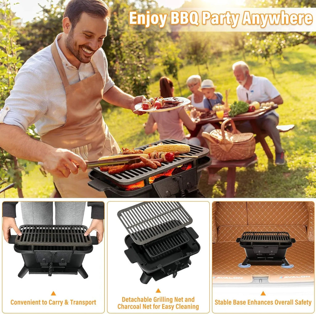 Door, for Gate, Fire Charcoal BBQ Camping Grill Backyard Iron Portable with Patio Net, Picnic Regulating Double-sided Grill Hibachi exterior Grill Air Grill, Cooking Grilling Perfect Cast