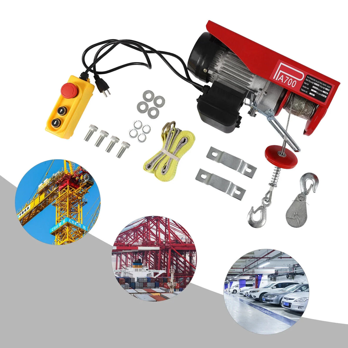 Winch Control Remote 110V Electric Winch Wire Electric Portable W/ Hoist 1543lbs