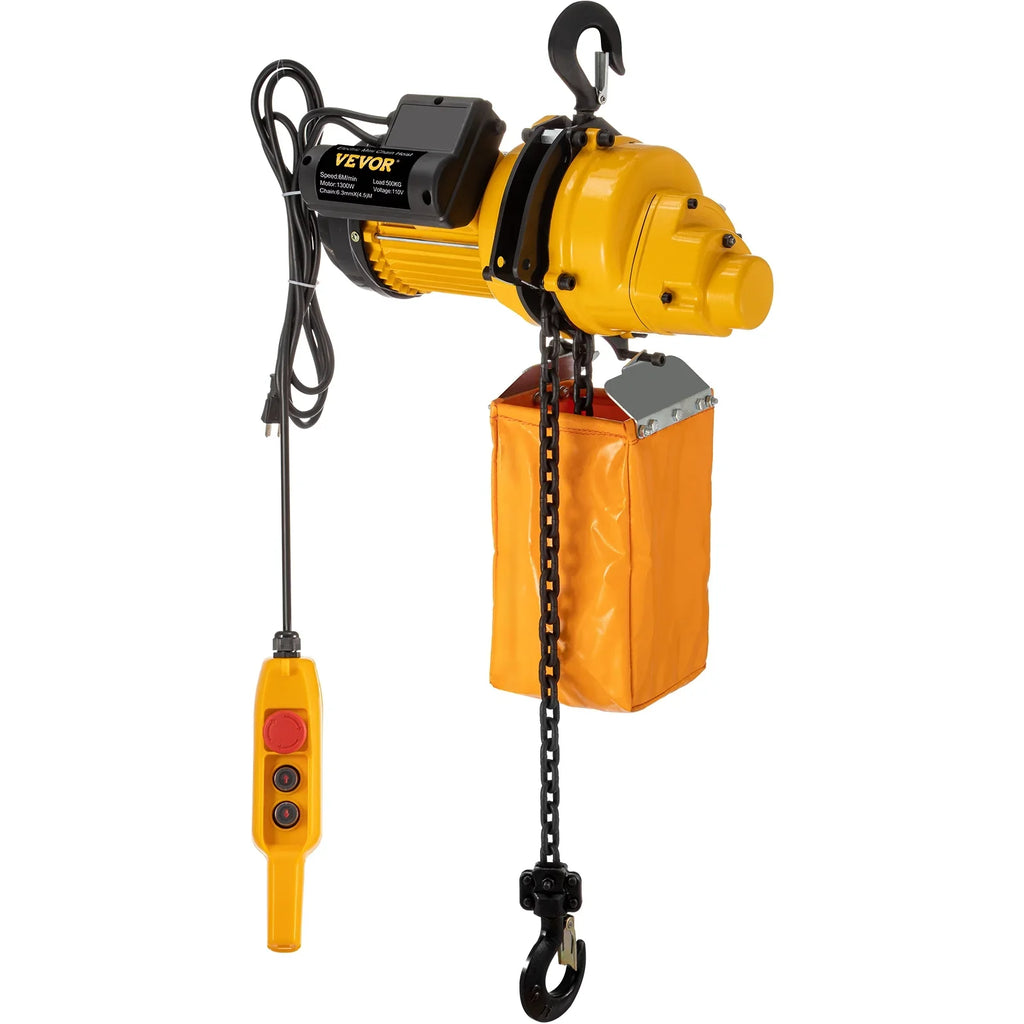 Vevor Lift Electric Hoist, 1100 Lbs Electric Winch W/ 10Ft Wired Remote Control, 110V Overhead Crane Garage Ceiling Pulley Winch Of 14.8Ft Lift Height, Used In Factories, Warehouses, Construction